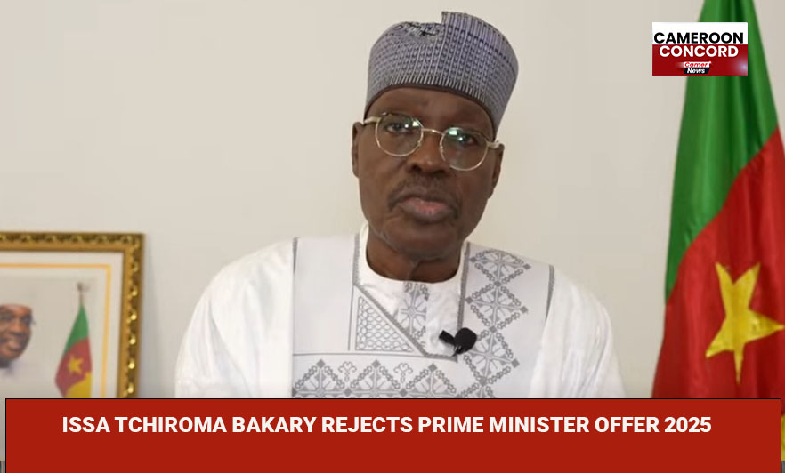Issa Tchiroma Bakary during his national address rejecting Biya’s offer of Prime Minister and declaring victory.